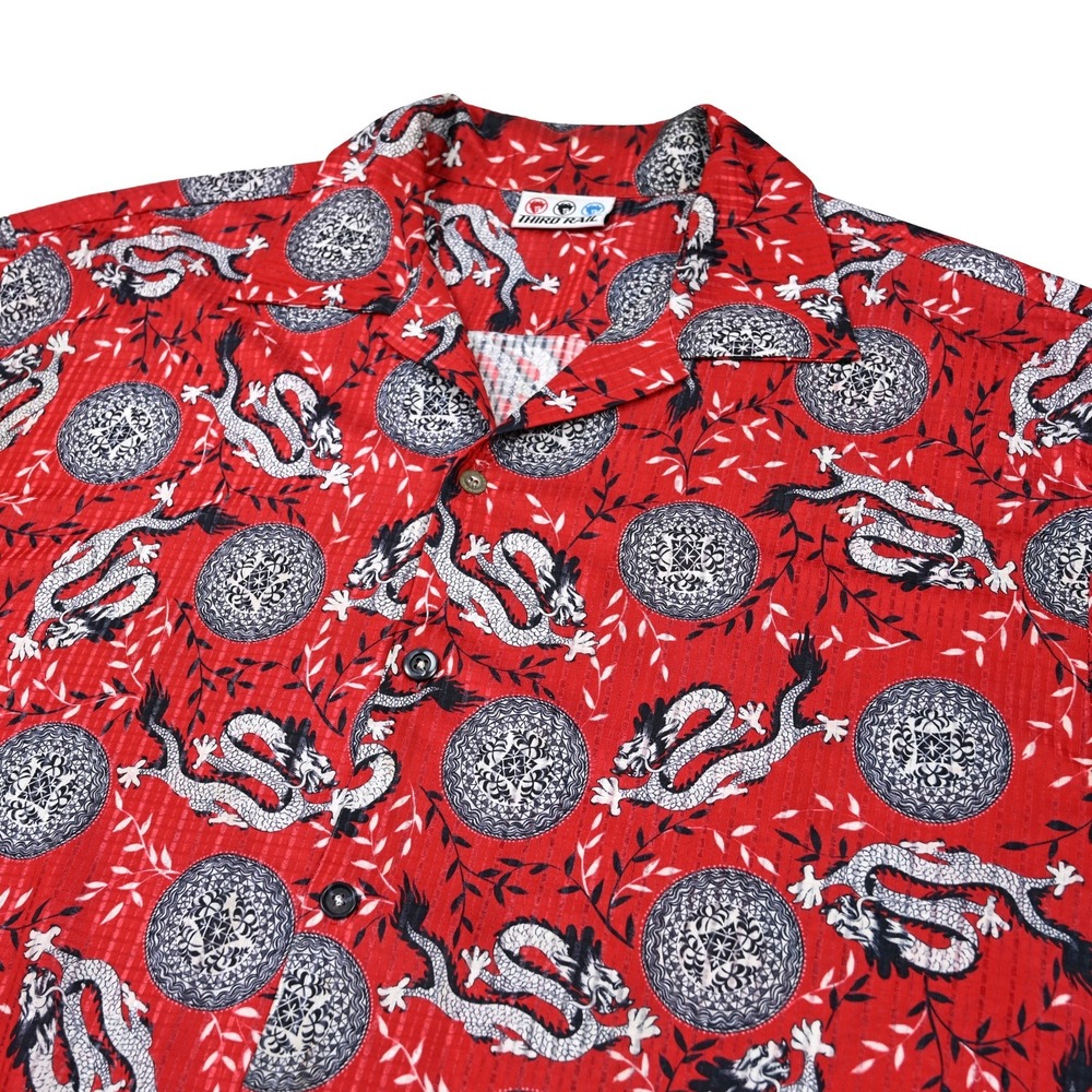 VTG Third Rail Dragon Mandala Print Shirt Mens XL Red Short Sleeve Made in USA